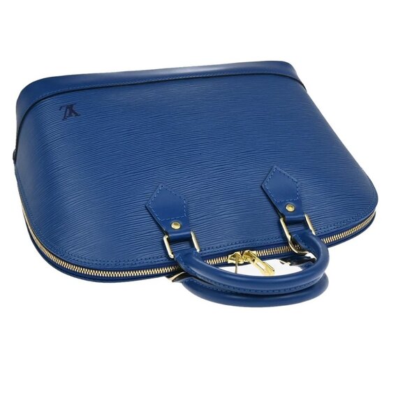 LOUIS VUITTON LV Logo Alma Hand Bag Epi Leather Blue GHW France M52145 90RF491 - Picture 15 of 15